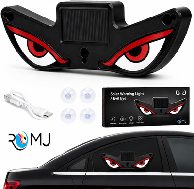 ROMJ Universal Solar LED Evil Eye Car Warning Fancy Lights Car Dash Indicator Car Fancy Lights(Red, Black)