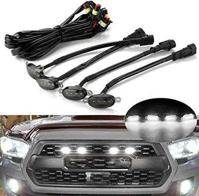 Cloudsale 4 Pieces LED Lens Front Grille Running Light Car Fancy Lights(White)