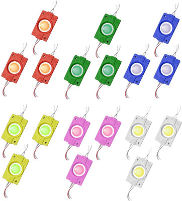 Wizzo (3 Pc Each Red Green Blue Yellow White Pink) 18 Pcs 12V DC Coin LED Light Module Car Fancy Lights(Multicolor)