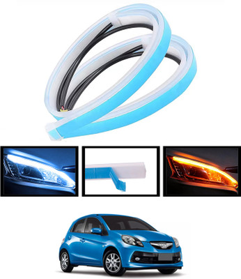 ABJD 12V Audi Style Flexible Strip DRL Yellow/White/Long Life Turn Signal Light-41 Car Fancy Lights(White, Yellow)