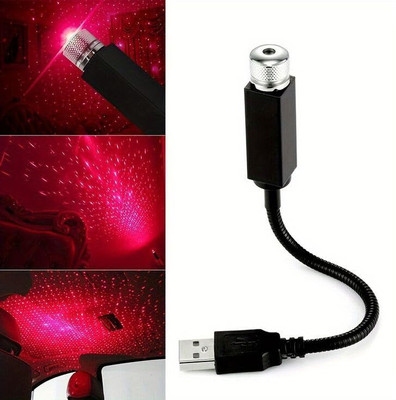 cilesis USB Decorative Star Projector Light for Car Lamp Decoration Car Interior (Red) Car Fancy Lights(Red)