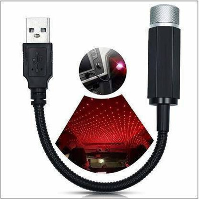 LifoDora NUSB Car Interior Room Atmosphere Starry Sky Lamp Ambient Star LED Projector Car Fancy Lights(Red)