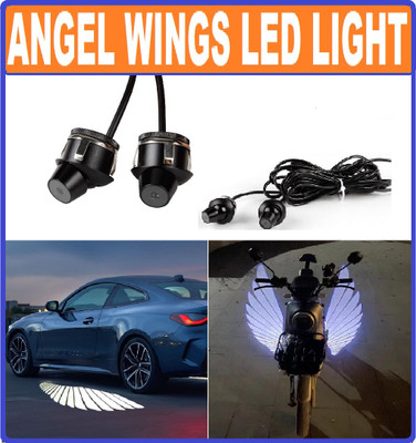 HALLOWS Premium Quality Motorcycle/Car Rearview LED Angel Wing Light Car Fancy Lights(White)