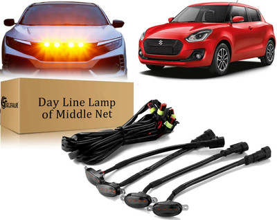 Selifaur B2L241 High-Quality ABS Smoked LED Front Grille Running Light For Swift New Car Fancy Lights(Yellow, Orange)