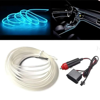 mahalraj New EL Wire Car Interior Ambient Neon Light Cars With Controller (5 Meter) Car Fancy Lights(Blue)