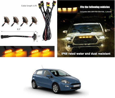 PRTEK Grill Lights for Cars, 4PCS LED, Waterproof Amber Lens, Universal for cars X56 Car Fancy Lights(Orange)