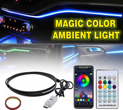 Selifaur Car USB 110cm k4 app control Ambient Light Dashboard Symphony remote control+App Car Fancy Lights(Multicolor)