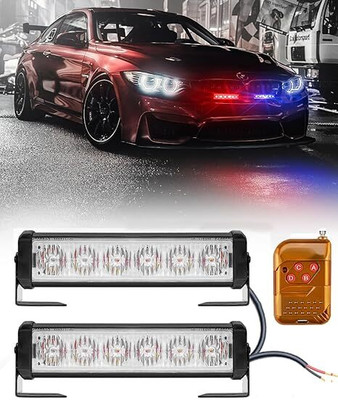 CCE 2 X 6 LED Car Warning Police Grill Flasher With Remote Multi Flashing Light-01 Car Fancy Lights(Blue, Red)