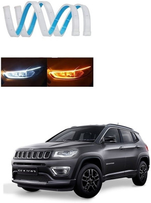 SPREADX Car Headlight Led Strip White DRL Daytime Light 12v For Jeep Compass Car Fancy Lights(White, Yellow)