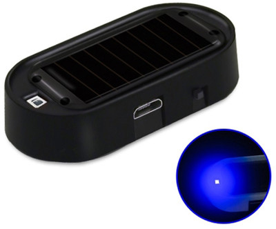 AVX AUTO Car Solar Energy Anti-theft Device LED Warning Light ( Black Shell ) -- Car Fancy Lights(Blue)
