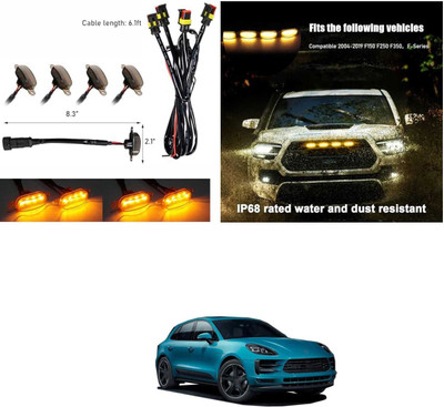 PRTEK Grill Lights for Cars, 4PCS LED, Waterproof Amber Lens, Universal for cars X193 Car Fancy Lights(Orange)