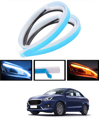 ABJD 12V/Yellow/White/Long Life Turn Singnal Audi Style DRL Flexible Strip Light-256 Indicator Light Car LED for Suzuki (12 V, 55 W)(Swift Dzire, Pack of 2)