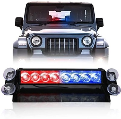 CARZEX 8 Led Flash Car Flashing Warning Emergency Windshield Unit 3 Mode Police Strobe Light Lamp waterproof police and charger(chipku) Car Fancy Lights(Red, Blue)