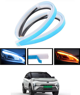 ABJD 12V/Yellow/White/Long Life Turn Singnal Audi Style DRL Flexible Strip Light-194 Indicator Light Car LED for Tata (12 V, 55 W)(Universal For Car, Pack of 2)