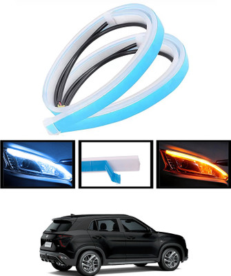 ABJD 12V/Yellow/White/Long Life Turn Singnal Audi Style DRL Flexible Strip Light-69 Indicator Light Car LED for Hyundai (12 V, 55 W)(Universal For Car, Pack of 2)