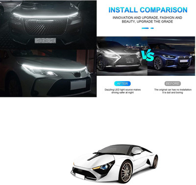 PECUNIA Car Fancy Reflector LED Bar Flexible Car Hood Strip Light 567 Car Reflector Light(White)