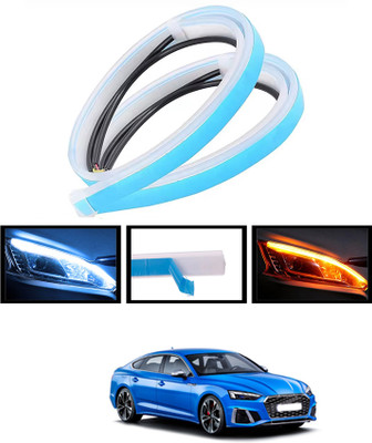 ABJD 12V/Yellow/White/Long Life Turn Singnal Audi Style DRL Flexible Strip Light-223 Indicator Light Car LED for Audi (12 V, 55 W)(S5, Pack of 2)