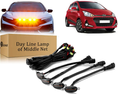 Selifaur B2L128 High-Quality ABS Smoked LED Front Grille Running Light I10 Grand 2017 Car Fancy Lights(Yellow, Orange)