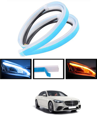ABJD 12V/Yellow/White/Long Life Turn Singnal Audi Style DRL Flexible Strip Light-220 Indicator Light Car LED for Mercedes Benz (12 V, 55 W)(S Class, Pack of 2)
