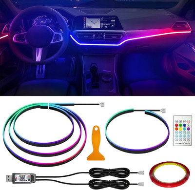FABTEC USB Car Dashboard K4 Ambient Light 110 + 25 CM Remote + APP Control Symphony Car Fancy Lights(Multicolor)