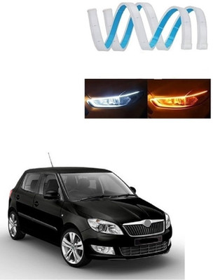 SPREADX Car Headlight Led Strip White DRL Daytime Light 12v For Skoda Fabia Car Fancy Lights(White, Yellow)