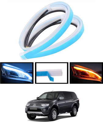 ABJD 12V/Yellow/White/Long Life Turn Singnal Audi Style DRL Flexible Strip Light-202 Indicator Light Car LED for Mitsubishi (12 V, 55 W)(Pajero, Pack of 2)