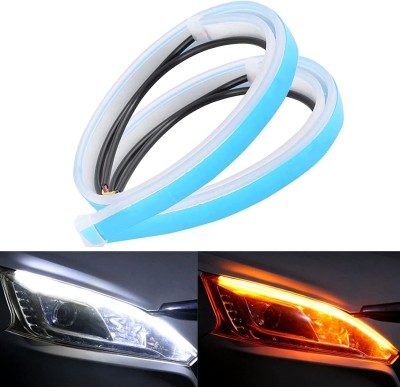 Motopex ™ Car Audi Light Flexible Strip DRL White And Yellow LED For 20-09 Indicator Light Car LED (12 V, 40 W)(Universal For Car, Pack of 2)