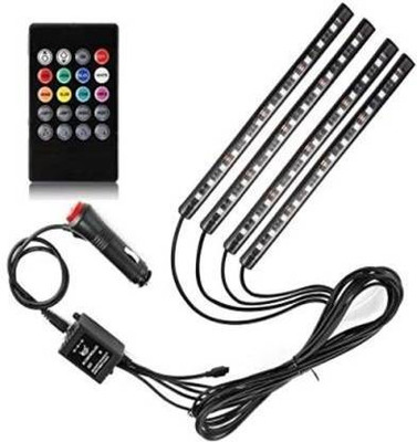 Motopex Car Atmosphere LED Lights 4pcs 48 LED DC 12V Multicolor Music Car Strip Light-01 Car Fancy Lights(Multicolor)