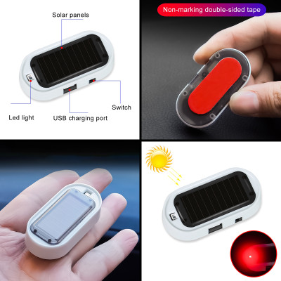 AVX Car Solar Energy Anti-theft Device LED Warning Light Car Fancy Lights(Red)