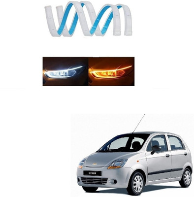 SPREADX N-Car Headlight Led Strip White DRL Daytime Light 12v Chevrolet Spark Type-1 Car Fancy Lights(White, Yellow)