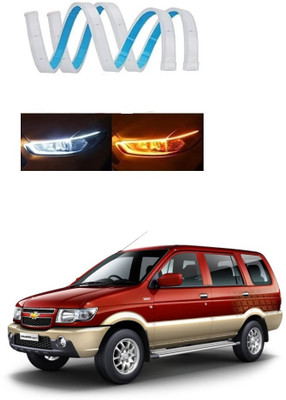 SPREADX Car Headlight Led Strip White DRL Daytime Light 12v For Chevrolet-tavera Car Fancy Lights(White, Yellow)