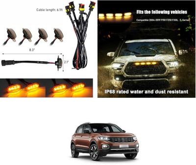 PRTEK Grill Lights for Cars, 4PCS LED, Waterproof Amber Lens, Universal for cars X254 Car Fancy Lights(Orange)
