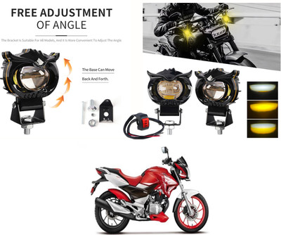 XZRTZ Owl One-Eyed Dual-Color Motorcycle LED Spotlight – White/Yellow (Pack of 2) X38 Car Fancy Lights(Yellow, Black)