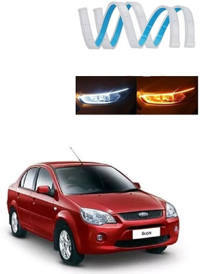 SPREADX Car Headlight Led Strip White DRL Daytime Light 12v For Ford Ikon Car Fancy Lights(White, Yellow)