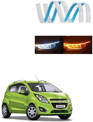 SPREADX Car Headlight Led Strip White DRL Daytime Light 12v For Chevrolet Beat Car Fancy Lights(White, Yellow)
