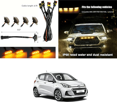 PRTEK Grill Lights for Cars, 4PCS LED, Waterproof Amber Lens, Universal for cars X82 Car Fancy Lights(Orange)