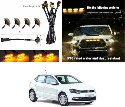 PRTEK Grill Lights for Cars, 4PCS LED, Waterproof Amber Lens, Universal for cars X256 Car Fancy Lights(Orange)