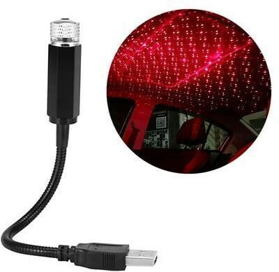 insignia decor USB Car Roof Star LED Lights Car Interior Ambient Sky Room Night Light Car Fancy Lights(Red)