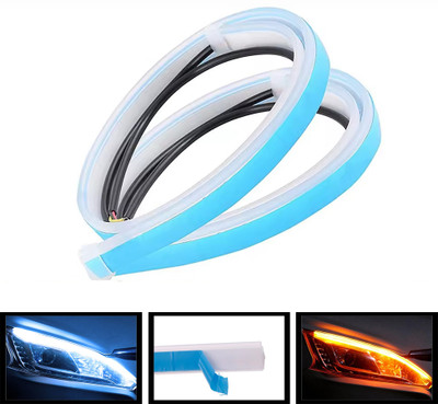 ABJD Audi Style DRL 12V/Yellow/White/Long Life Turn Singnal Flexible Strip Light-01 Indicator Light Car LED (12 V, 55 W)(Universal For Car)