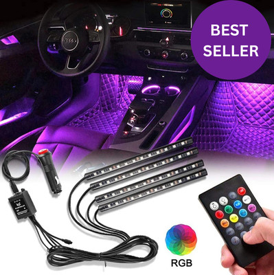 viraj enterprises 4PCS RGB Car Atmosphere Lights, 48 LED Interior Atmosphere Light Car Fancy Lights(Multicolor)