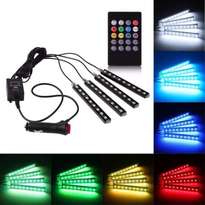 Motopex Car Atmosphere Music Control 12 LED Foot Strip Light Car Interior Decorative Car Fancy Lights(Multicolor)