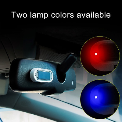 AVX Car Solar Energy Anti-theft Device LED Warning Light Blue Car Fancy Lights(Blue)