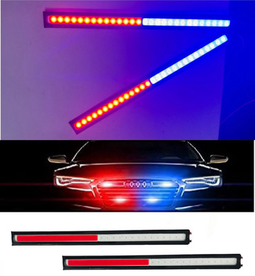 JUST MOD RED/BLUE 17cm LED Light Strip Strobe Flash Waterproof Car 12V DRL Fog Light 2pc Car Fancy Lights(Red, Blue)