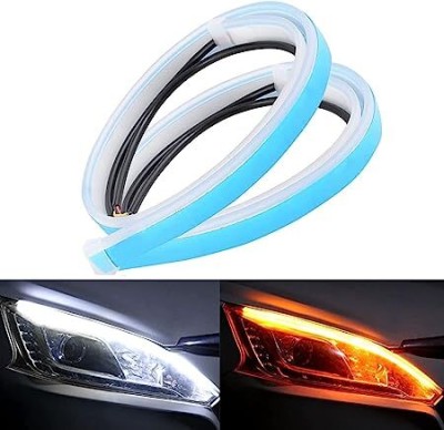 WROXTER Led Strip Sequential Flow Ultra-fine 60cm DRL| Flexible | Soft | Universal Car Fancy Lights(White, Blue)