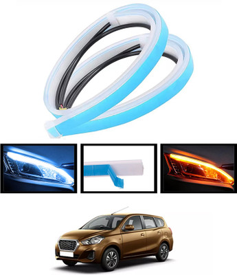 ABJD 12V/Yellow/White/Long Life Turn Singnal Audi Style DRL Flexible Strip Light-118 Indicator Light Car LED for Datsun (12 V, 55 W)(Universal For Car, Pack of 2)