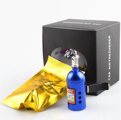 AUTO MT Blue NOS AC Vent Perfume Metal Body Car-Design Organic Fragrance Air Freshener. Turbo Charger