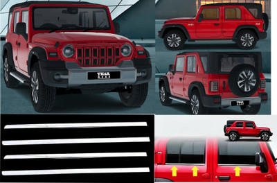 Ad chrome Stainless Steel Car Lower Window Garnish 4pcs/Set For NEW THAR ROXX 2024 Chrome Mahindra NA Side Garnish