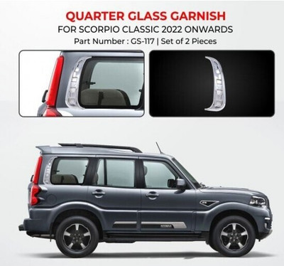 Lamkoti Car silver Plated chrome side quarter glass for scorpio Classic (2022 Onward) Chrome MAHINDRA Scorpio Side Garnish