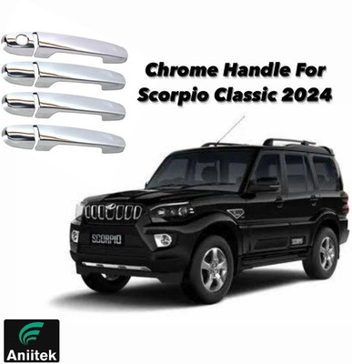 ANiiTEK FULL Chrome Door Grab Handle Car Cover Side Garnish 2024 Chrome MAHINDRA Scorpio Side Garnish