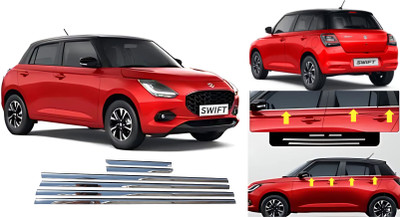 Ad chrome Stainless Steel Car Lower Window Garnish 6pcs/Set For SWIFT 2024 Chrome Maruti Swift Side Garnish
